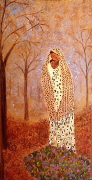 アフリカから来た母子 Oil Paintings